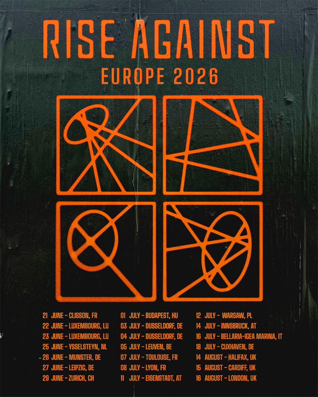 Rise Against RICOCHET Tour Poster 2026
